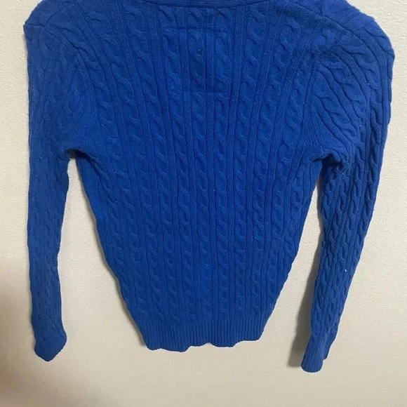 Abercrombie & Fitch blue cable knit cardigan women’s pockets size S - Picture 2 of 4